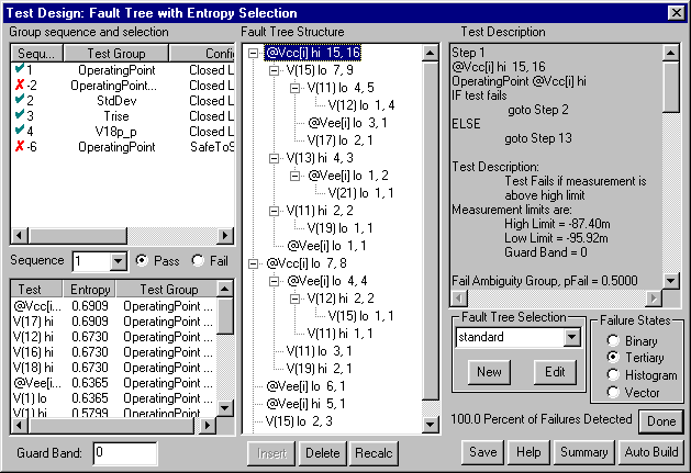 Test Designer Fault Tree Design Dialog